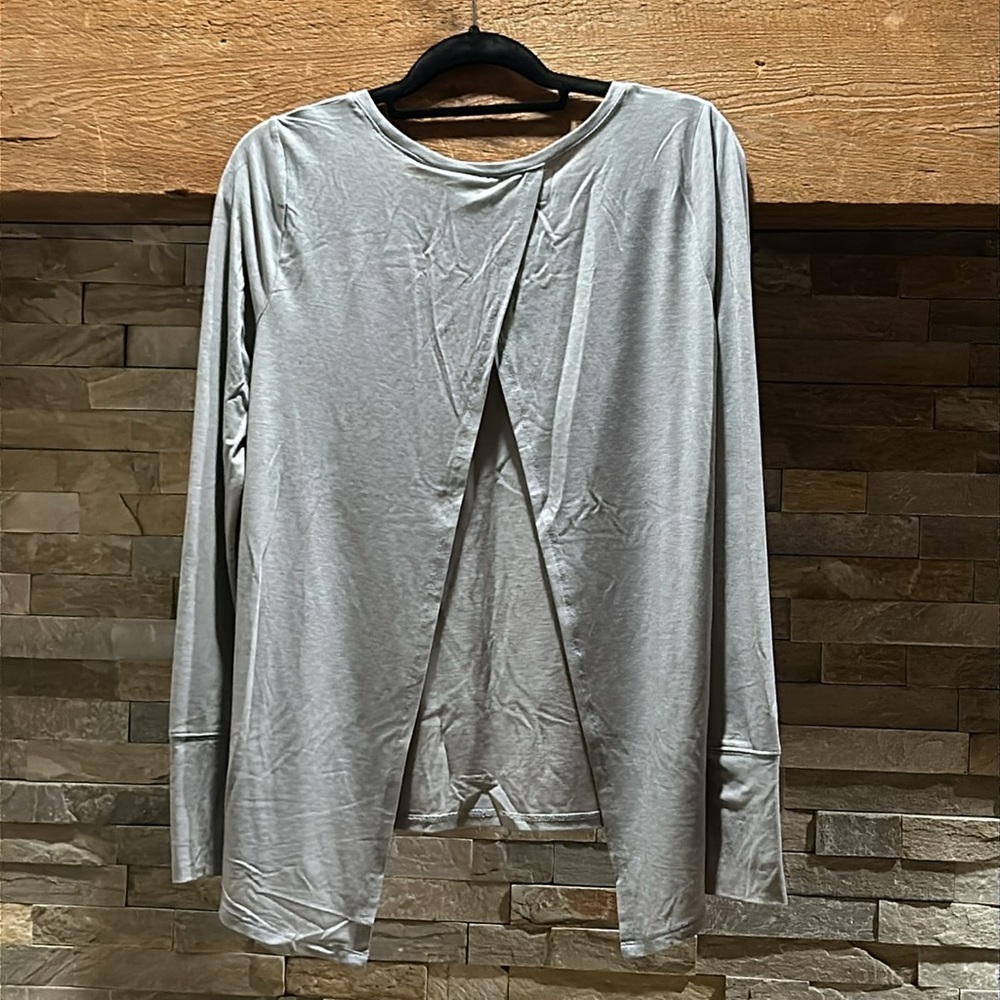 GAP FIT Grey Open Back Long Sleeve Top Small